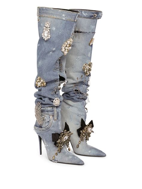 dolce gabbana white boots|dolce and gabbana embellished boots.